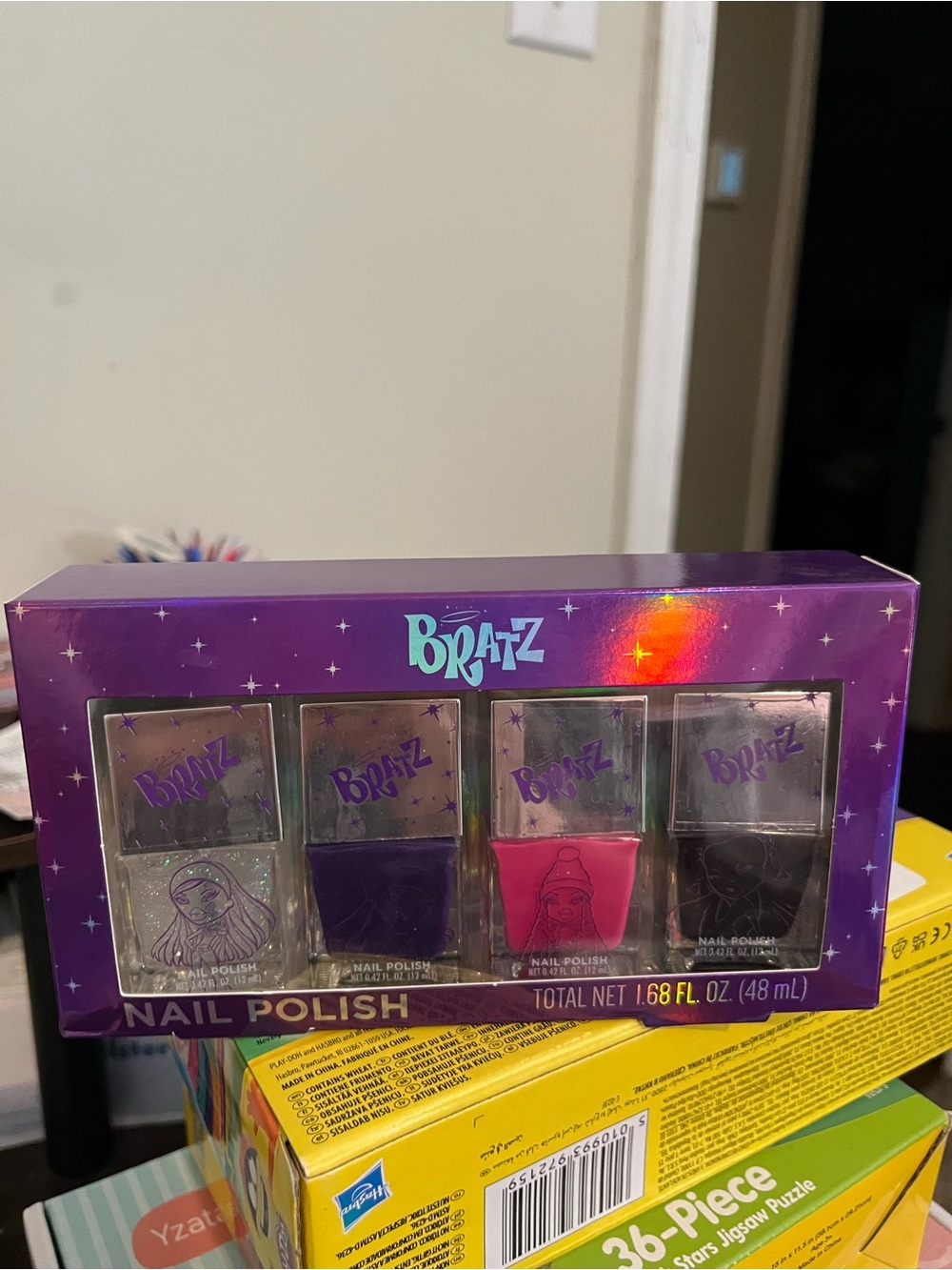 Bratz Girls Nail Polish Set - Pink, Purple, Black, Silver